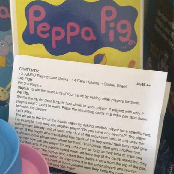 Peppa Pig Games 3 Deck of Cards 4 Holders Instructions - Picture 7 of 7